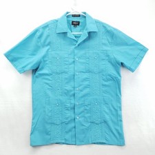 Omega Shirt Mens Medium Cuban Guayabera Embroidered Four Pocket Short Sleeve