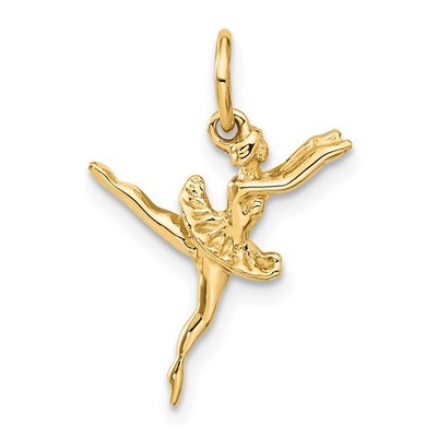 14 Karat Gelbgold 3-D Ballerina Anhänger Halskette Damen