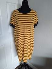 Tommy Hilfiger Size 1X Short Sleeve Yellow Striped Polo Dress