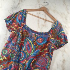 Vintage Tibi New York Silk Paisley Scoop Neck Mini Dress Womens Size 4 EUC