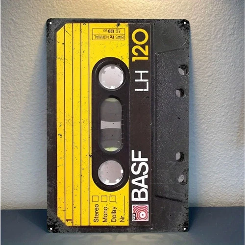 Basf Vintage Cassette Tape Stereo Tin Metal Signs Home Décor Wall Art 8x12