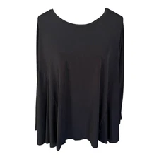 IC by Connie K Black Boxy Tunic Top Size Large Lagenlook