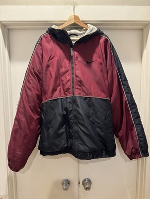 VTG Y2K Nike Spellout Swoosh Puffer 2XL ZIP Jacket Coat Red Black NOCTA 90s Tag