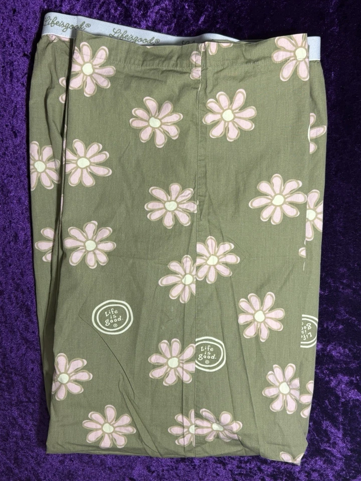 Life is Good Pantalones para Dormir Floral Margarita Talla XL Verde Rosa Salón Naturaleza Ropa para Dormir Foto 4 de 4