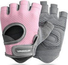 VINSGUIR Workout Gloves for Women and Men, Breathable Weight Medium, Pink