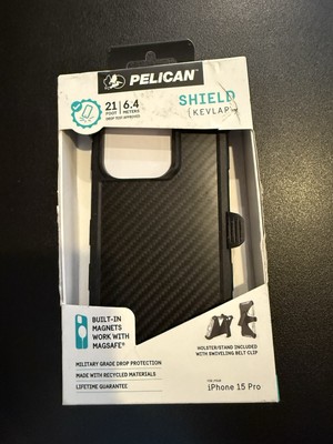 BB. Pelican Shield Kevlar, W/MagSafe Case and Holster For iPhone 15 Pro In Black