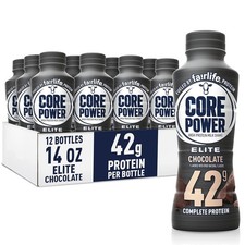 Core Power Elite High Protein Shake, Chocolate, 42g Bottle, 14oz, 12 Pack 5.04 per gallon