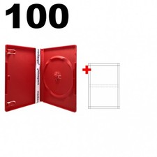 100 STANDARD Solid Red Color Single DVD Cases  100 Matte Inserts