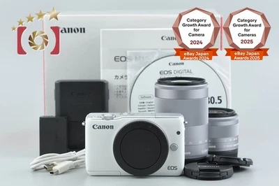 Canon EOS M10 White 18.0 MP Digital Mirrorless Camera 15-45 55-200 Lenses w/ Box - Image 1 of 4