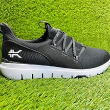 Kuru Flex Mens Size 11.5 Jet Black White Athletic Running Slip-On Shoes Sneakers