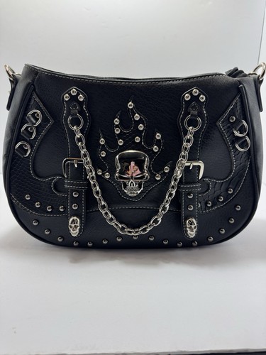 Punk Gothic Skull Concealed Carry Purse Women Shoulder Crossbody Handbags Black - Picture 16 of 16
