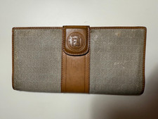 FENDI Brown Leather Wallet FF zucca bifold card holder bill section vintage