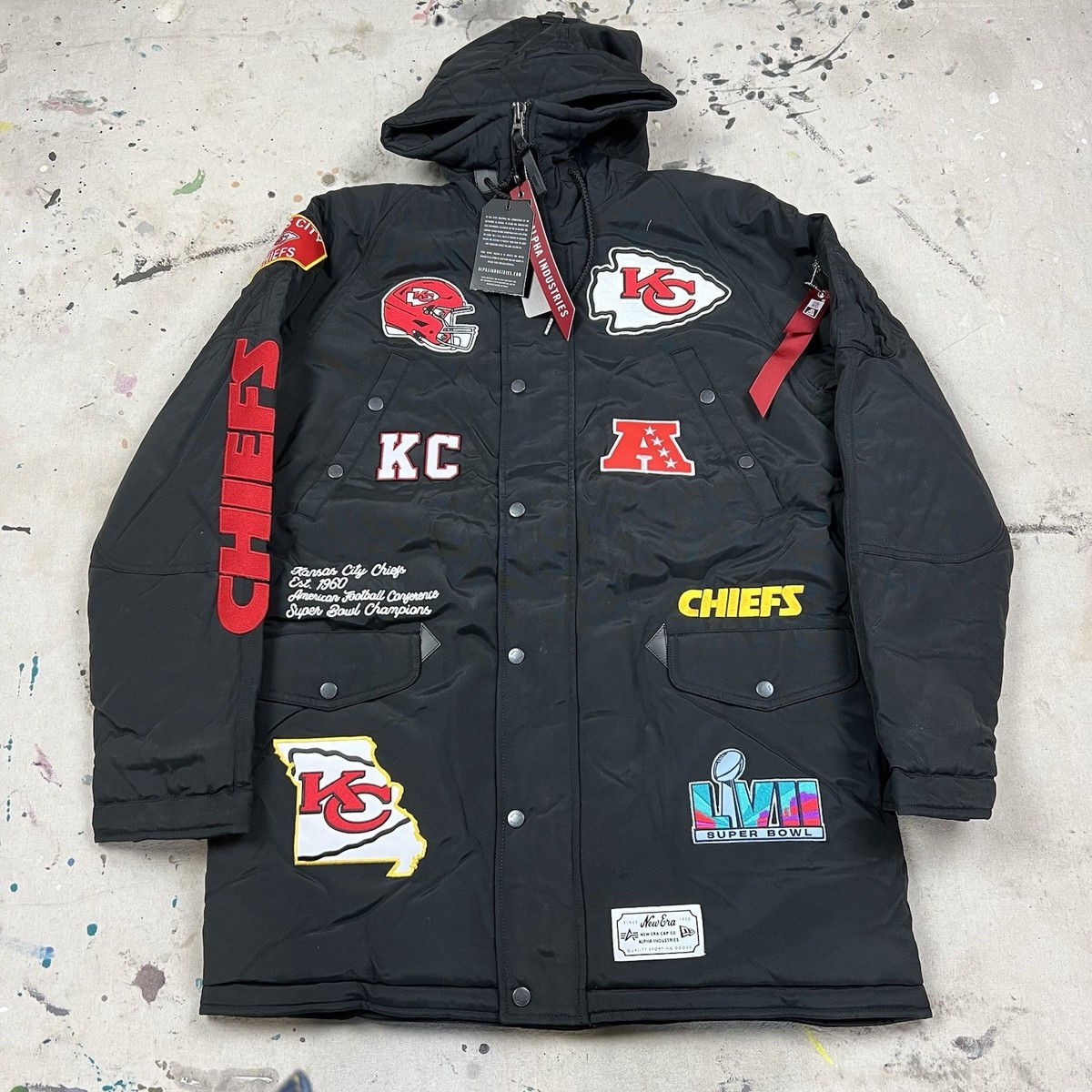 アディダス Chiefs ラグビー ジャケット トラックジャケット 4XOサイズ Alpha Industries New Era Kansas City Chiefs N-3B Parka Jacket Coat