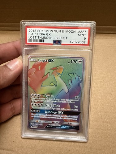 Pokemon Lugia GX 227/214 Lost Thunder Secret Full Art Holo PSA 9 (English)