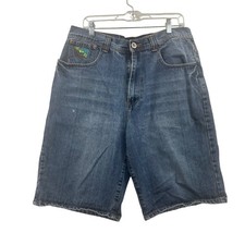 Phat Farm Vintage Baggy Denim Shorts Mens 36 Blue Embroidered Y2K Streetwear