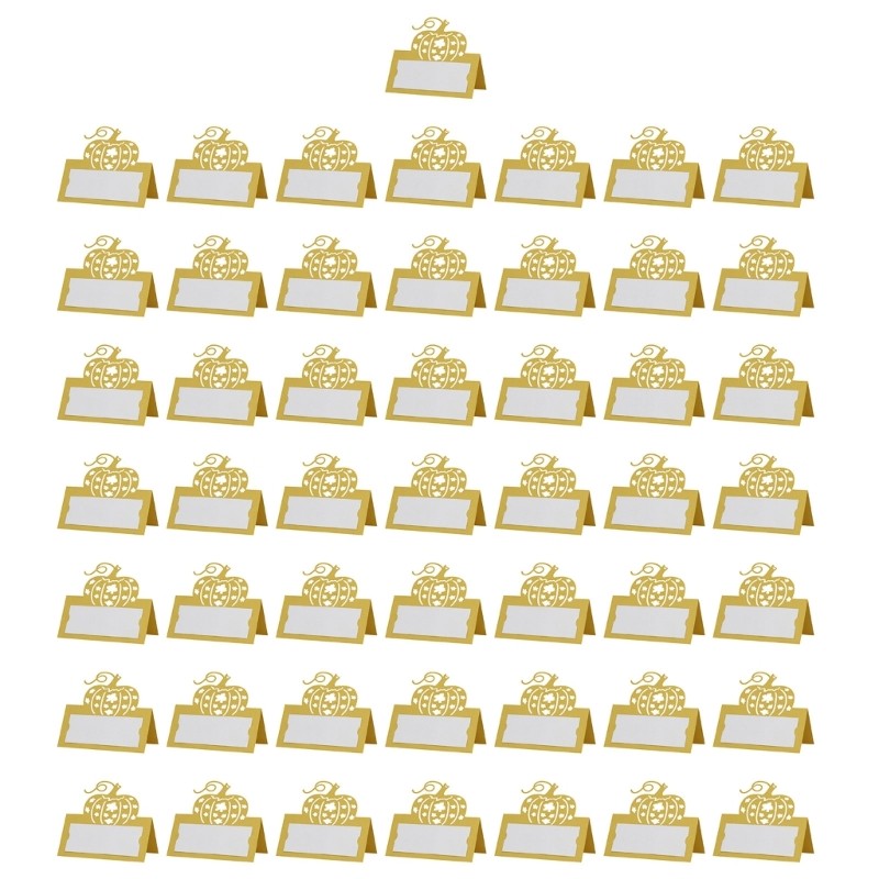 50Pieces Thanksgiving Pumpkin Place Cards Handwritten Style Table Decoration