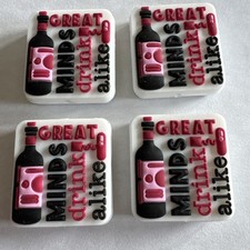 4 Pc Wine Themed Silicone Focal Beads DIY Jewelry Beadable Pens 2