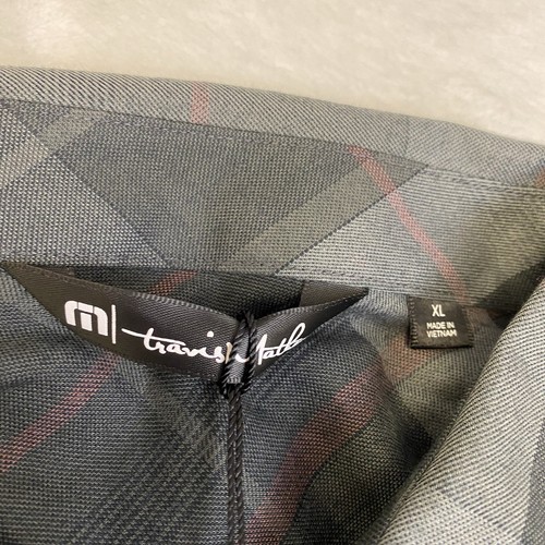 Travis Mathew Prize Money Plaid Shirt Men's Size XL Black, Gray And Red NWT - Picture 3 of 9