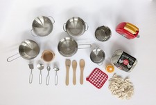 Toy Kitchen Dishes Mixed Lot Pretend Play Stainless Steel Pots Pans Toaster Food