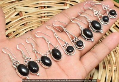 Black Onyx Gemstone Earrings 50pcs Wholesale Lots 925 Silver Plated Jewelry