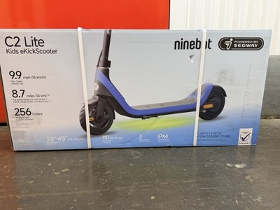 Segway Ninebot C2 Lite Folding Kids Kick Electric Scooter Blue Ambient Light