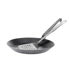 GRÄWE Schmiedeeiserne Pfanne Eisenpfanne 24 cm Bratpfanne Hakenstiel, mit Wender
