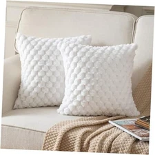 Pack of 2 Super Soft Throw Pillow Covers 20" x 20" (Pack of 2) Cream White