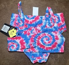 NWT Art Class Girls Tankini Swimsuit Size L 10/12 Tie Dye Red White And Blue