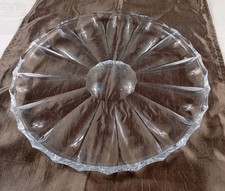 Vintage Art-Deco Stil Glas Tortenplatte Kuchenplatte Massiv Schwer ca.30cm 1870g