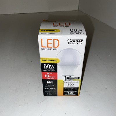 Feit Electric LED Multi Use A19 Non Dimmable 60W (uses Only 10w) Light Bulb