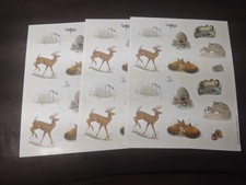 3 Vintage Hallmark Woodland Forest Animal Nature Stickers Fox,Deer,Raccoon,Cat