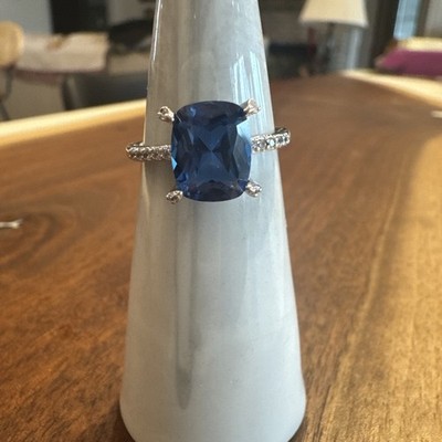 Bomb Party RG85039- Meant To Be Mine, Sz7  Aqua Blue Spinel Rhodium Plated 