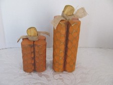 Rustic Primitive Carved Wood Pumpkins - Fall Halloween Farmhouse Decor -Set of 2