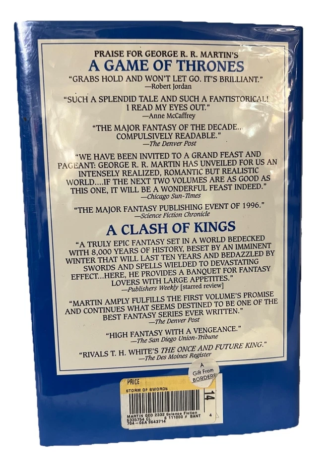 БУРЯ МЕЧЕЙ Джордж Р.Р. Martin Bantam книги подписанный 1-е издание-1-й печати - LN - Изображение 3 из 4