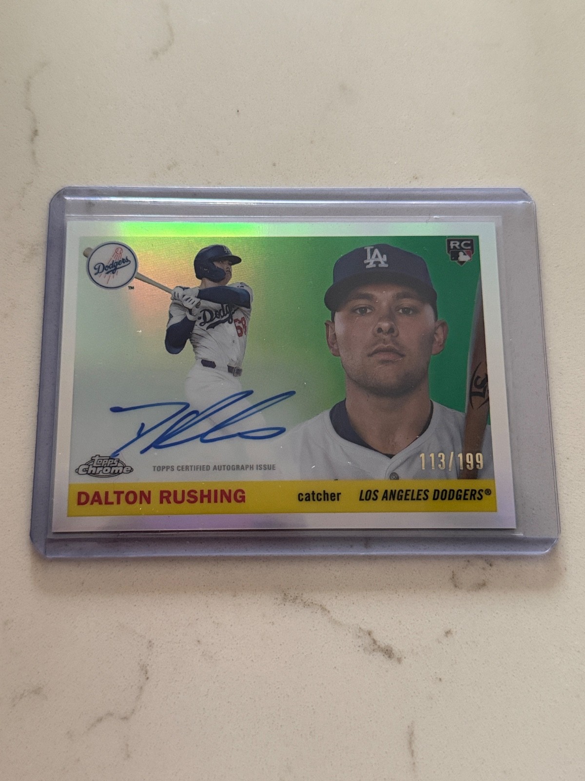 DALTON RUSHING 2025 Topps Chrome Platinum Refractor Auto #CPA-DA RC /199 Dodgers