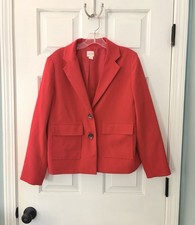 Chicos Red Classic 2 Button Notched Collar Blazer Jacket Size 1/ US size 8 Women