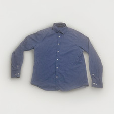 Tommy Hilfiger Men's M Blue Polka Dot Slim Fit Stretch Button-Up Shirt LS Q14