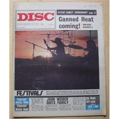 VARIOUS FESTIVALS 1971 DISC MAGAZINE JULY 10 1971 FESTIVALS COVER WITH MORE INSI