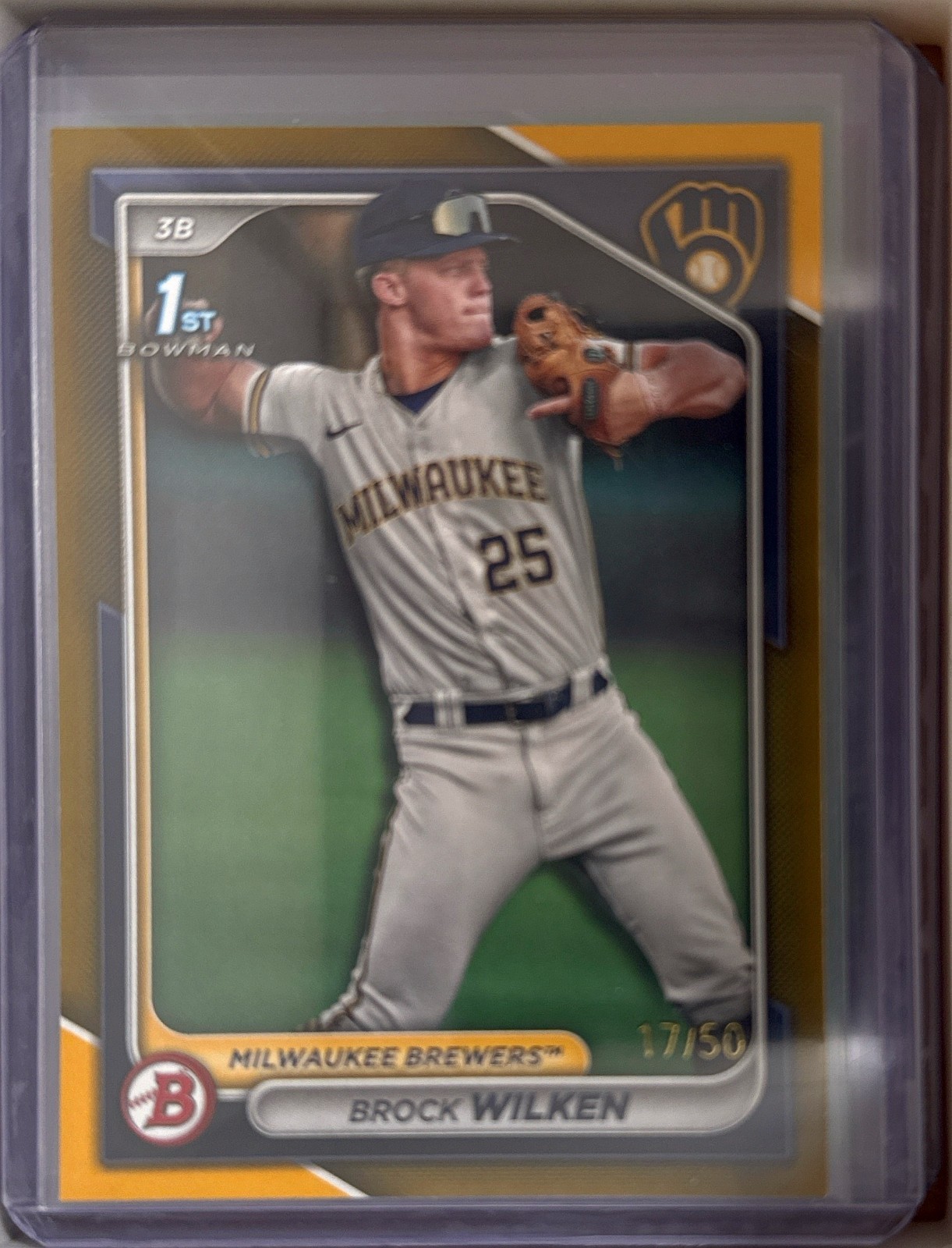 2024 Bowman Baseball BROCK WILKEN Gold Paper 1st SSP #'d /50 Brewers