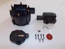 6 CYLINDER HEI Distributor Cap, Coil Cover & Rotor Kit BLACK GM-CHEVY-FORD V6 