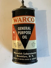 VINTAGE WARCO GENERAL PURPOSE OIL CAN TIN HANDY OILER LEAD TOP 4 OZ. GREAT SHAPE