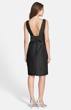 NEW ALFRED SUNG Boatneck Sheath bow back DRESS SIZE 0 $180 BLACK WEDDING