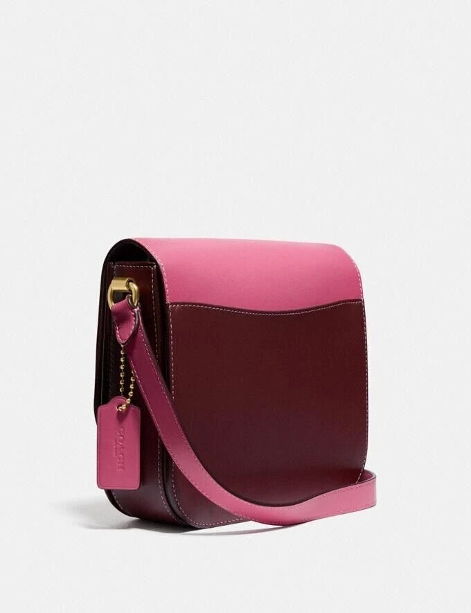 Bolso de Sillín Coach Hutton en Bloque de Color Latón/Rosa Confeti Multi Foto 3 de 4