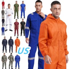 Mens Dustproof Coverall Work Uniform Long Sleeve Jumpsuit Auto Overalls Workwear
