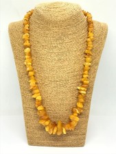 Ancien collier ambre vintage véritable pierre de la Baltique perles jaunes un...