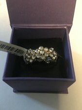 New Sparkling LANDU Gold Crystal Rhinestone Stretch Ring New With Tags F/S