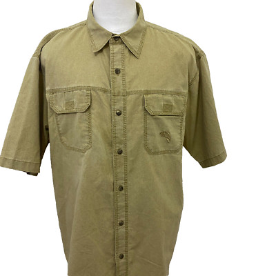 Redhead Acid Washed Men's Size XL Khaki Cotton Blend Hunting Outdoor Shirt