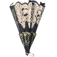 Black Spanish Style Wedding Lace Silk Folding Hand Held Flower Fan hand held ...
