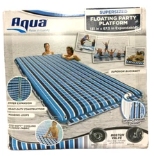 Aqua Supersized Floating Party Platform AZL17013J Durable Pool Float Blue Stripe