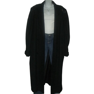 Vintage 80's Billi by Billycoat Wool Coat Black Faux Leather Goth